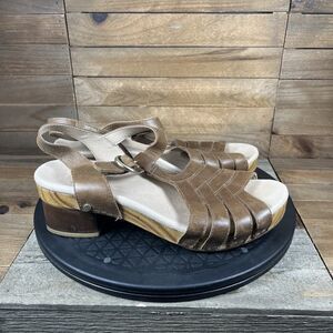 Dansko Women's Size 8.5-9 Mara Burnished Calf Taupe Casual Block Sandals Brown